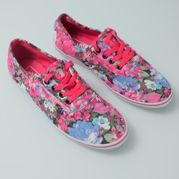 Vans Shoes - Vans Women's Floral Sneakers - Pink and Blue NWOT